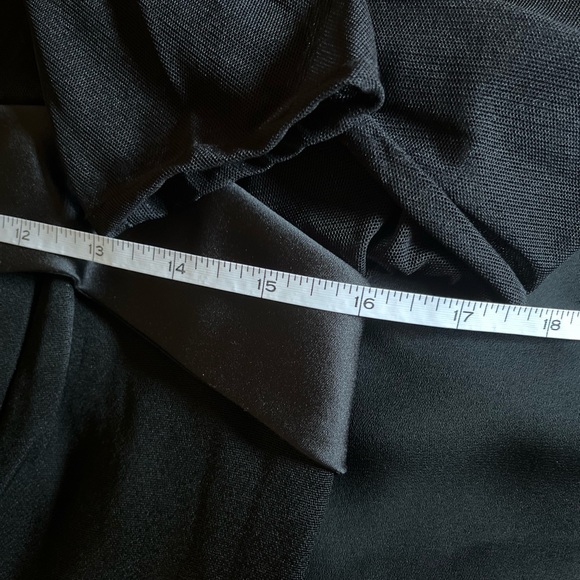 90'S  Classic elegant evening black top sheer with satin look detail blouse - Picture 7 of 10